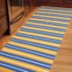Cosmorugs Designer Handloom Cotton Kitchen Mats 3x1.5ft Blue and Yellow Stripes