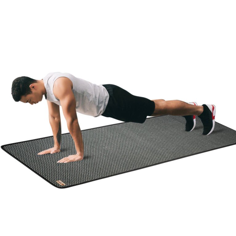Cosmorugs 8mm Self Cushioning Antiskid Cotton Yoga Mats Black & Grey
